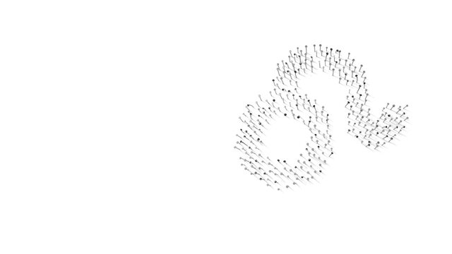 3d rendering of nails in shape of symbol of Leo zodiac with shadows isolated on white background