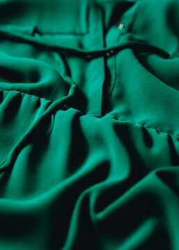 Close Up Of A Green Satin Dress