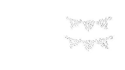 3d rendering of nails in shape of symbol of garland with shadows isolated on white background
