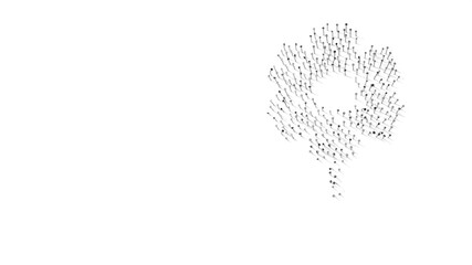 3d rendering of nails in shape of symbol of flower with shadows isolated on white background