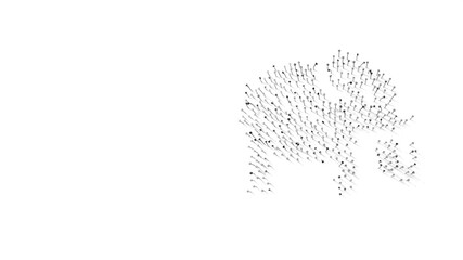 3d rendering of nails in shape of symbol of elephant with shadows isolated on white background