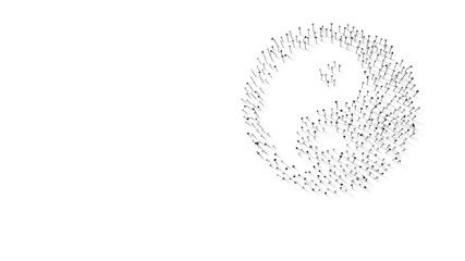 3d rendering of nails in shape of symbol of yin yang with shadows isolated on white background