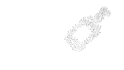 3d rendering of nails in shape of symbol of wine bottle with shadows isolated on white background