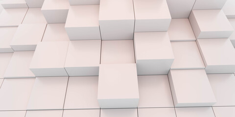 abstract white cube blocks 3d render illustration