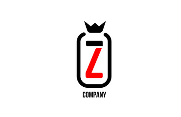 Obraz premium Z black white crown alphabet letter logo for company and corporate. Red color luxury design. Can be used as an icon for a product or brand