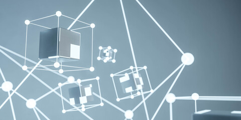 network connection technology concept 3d render illustration
