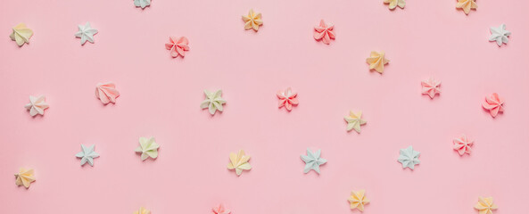 Sweets and candy on pink background, love and valentine concept