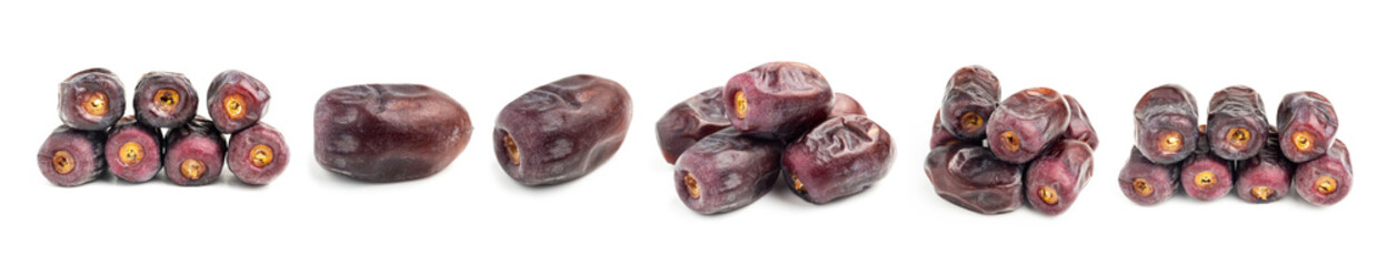 Dried organic date fruits, isolated on white background