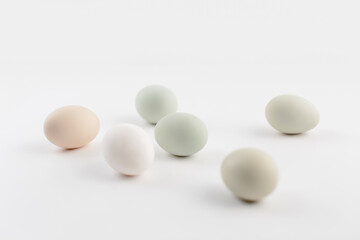 organic eggs on white background