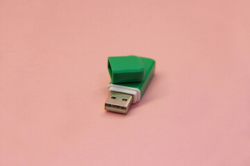 usb flash drive on a green background