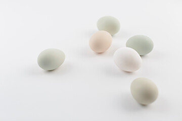 organic eggs on white background