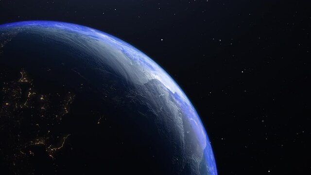 The moon and the Earth, the earth from space, 3D space, stars, the solar system, the dawn from space, the atmosphere of the earth