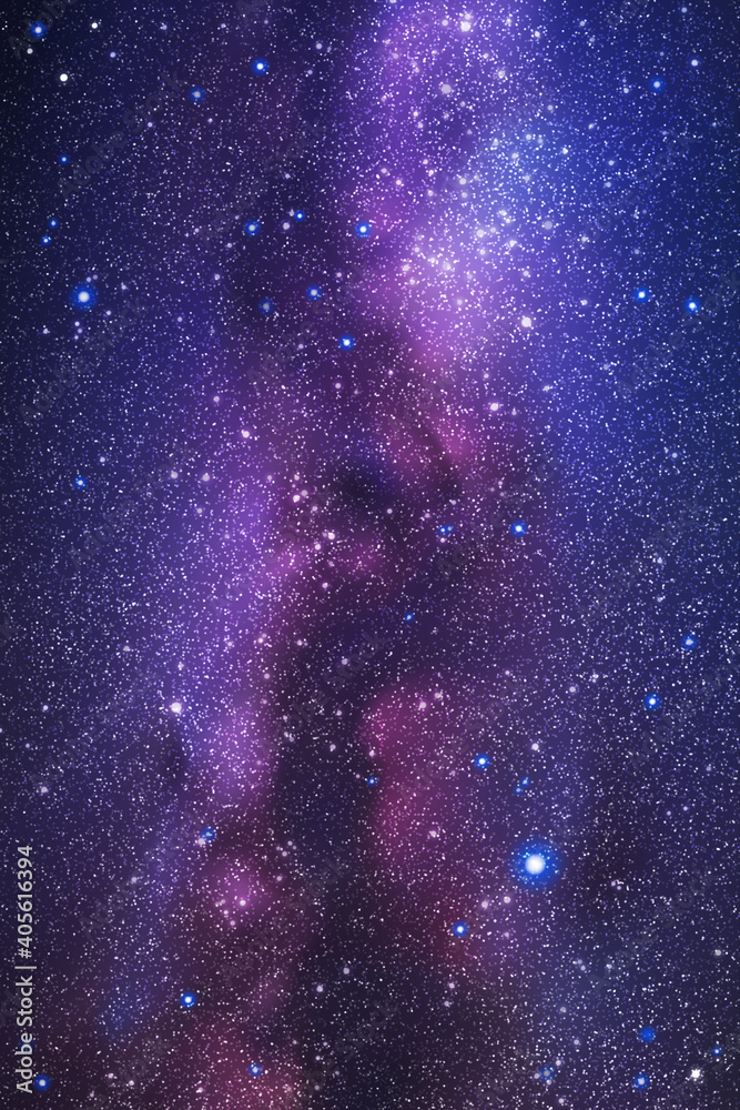 Poster night starry sky and milky way. space vertical background with nebula