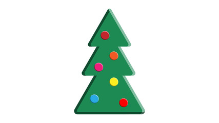 Christmas Tree with Colorful Ornaments Isolated on White Background - Detailed Colored Illustration for Your Merry Christmas Greeting