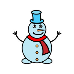 realistic isolated Snowman for decoration and covering on the transparent background. Concept of Merry Christmas and Happy New Year