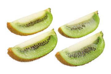 Fototapeta na wymiar slice of juicy bright kiwi on a white isolated background close-up