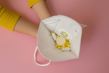 Anti virus and bacteria protective face air pollution, protection concept.  Healthcare and medical...