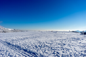 Fototapeta na wymiar Markstein ski resort on a cold sunny day.