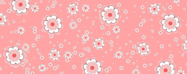 Beautiful, delicate background for postcards and graphic works. Delicate pink flowers. Background, banner, panorama.