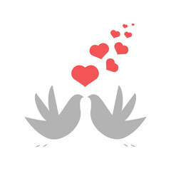 couple of birds in love with hearts