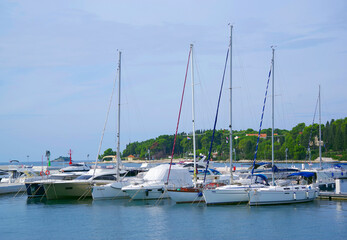 Obraz premium Touristic view of the resort of Rovinj, Istrian Peninsula, Croatia, Europe