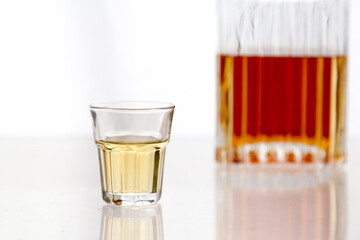 Alcoholic spirits and drinks concept background, with copy space