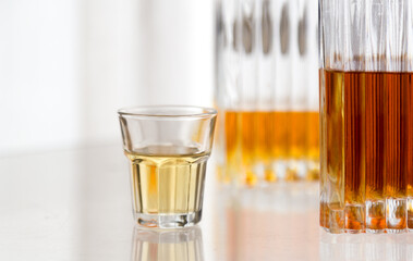 Alcoholic spirits and drinks concept background, with copy space