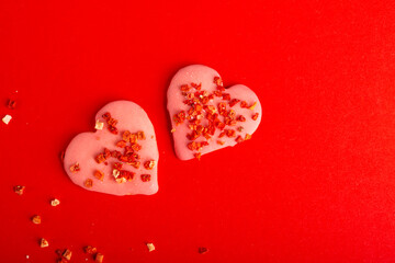 two cookies Heart Shaped for valentine's day