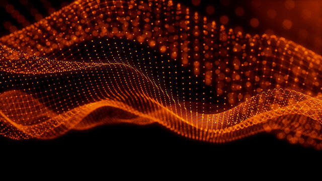 Big Data Vizualisation concept. Information represented as a High Tech Futuristic Particle Network. Abstract background. 3D render