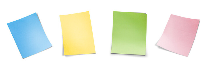 four adhesive note on isolated white background
