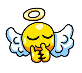 Stylized Cartoon Adorable Praying Angel Emoticon