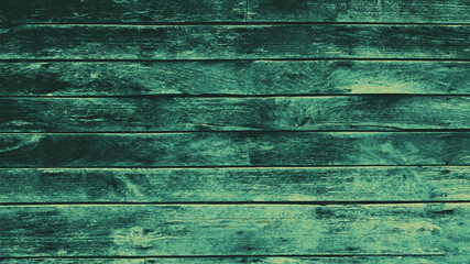 Green wooden boards, top view. Vintage background