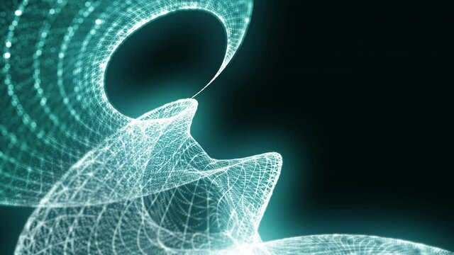 Abstract fractal background with a shiny cyan fractal form like a wave.