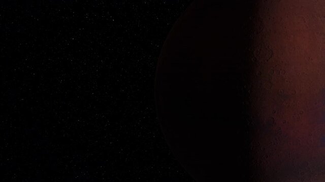 Mars and Phobos, planets of the solar system, space and stars, realistic 3D graphics, 3D Render, moving stars, planets