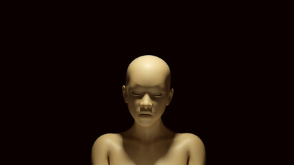 Female Silent Calm Bust White Cream Bone Colour 3d illustration