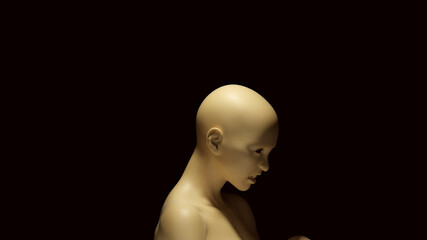 Female Angry Bust White Cream Bone Colour 3d illustration