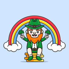 Naklejka premium saint patrick's day with cute leprechaun