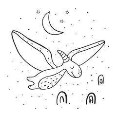 Flying dinosaur. Coloring page - 405638385