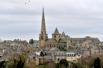 Fototapeta na wymiar The Saint-Tugdual cathedral of the Treguier city in Brittany. France