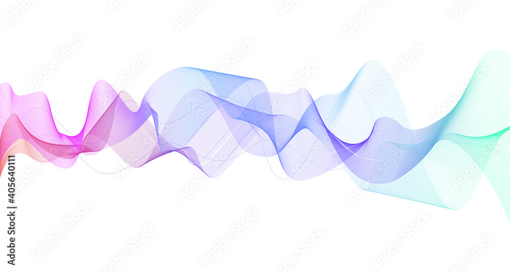 Poster purple green sound wave line curve on white background. element for theme technology futuristic vect
