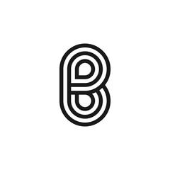 Monogram extraordinary professional elegant trendy awesome three fine lines black and white initials B PB