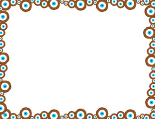 horizontal banner with brown evil eyes vector - with empty blank space at the center