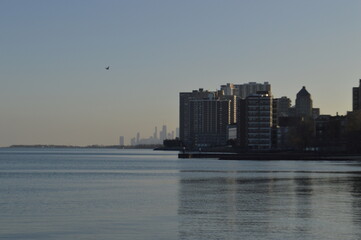 Obraz premium city skyline at sunset