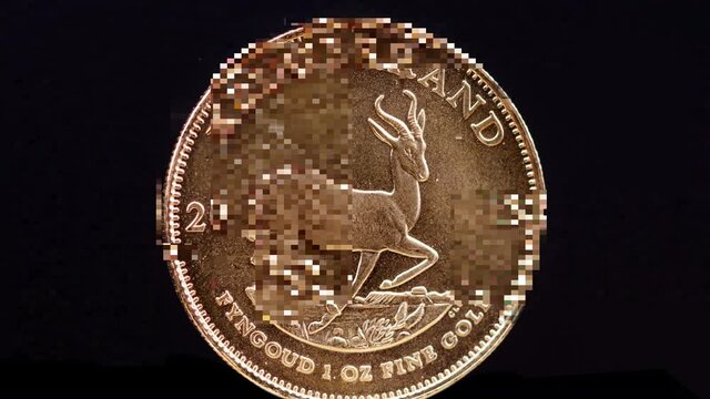 Rotating 1oz gold Krugerrand coin