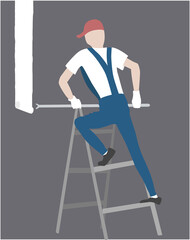 House painter at work vector illustration