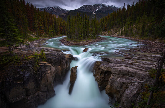 Sunwapta Falls, Summer Morning, Jasper National Park, Canada