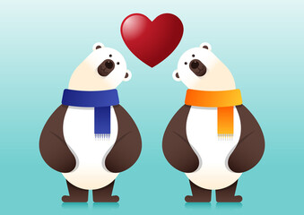 Happy valentine’s day concept decorative with cute bear couple