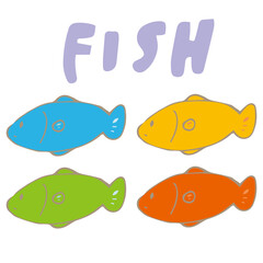 魚 FISH　カラフル　4色