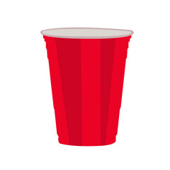 Red plastic beer pong glass with the ball. American college party glass