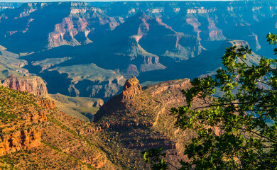 The Battleship, Cheops Pyramid and Isis Temple From the South Rim,  Grand Canyon National Park,...